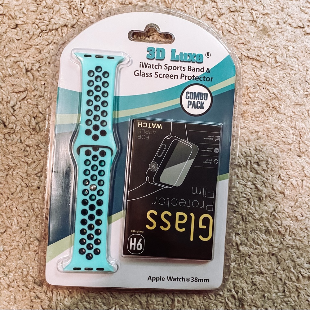 Apple Watch Band + Glass Protector-  38mm - teal